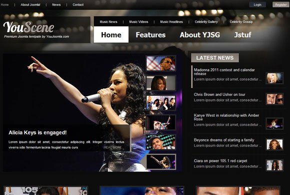 Music Joomla Templates YouScene Music Joomla Magazine Template | YouJoomla
