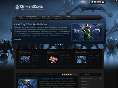 it gamerzone joomla k2 template for gaming video game club games websites templates