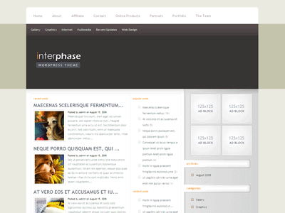 Interphase Theme Wordpress Elegant Blog Theme With 125x125