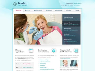 medica wordpress theme for doctor dentists