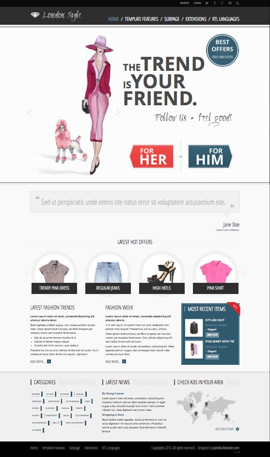 Fashion Joomla Templates JM Fashion Trends Joomla Template for Clothing & Garments